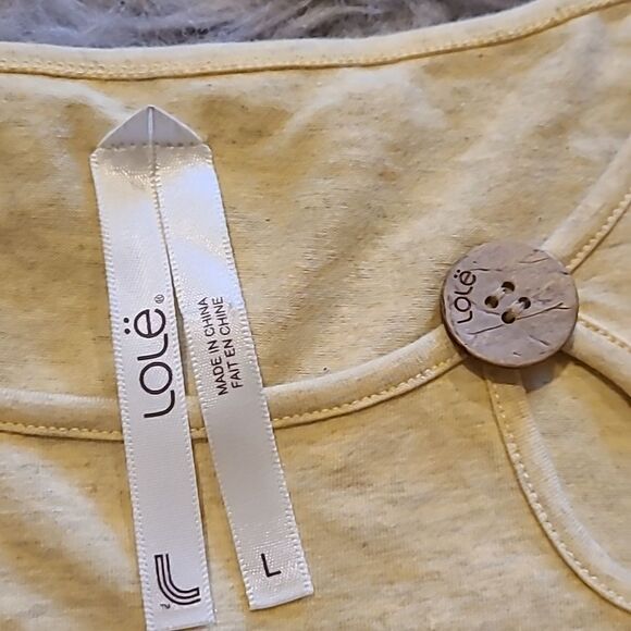 Lole womens light yellow cotton‎ stretch tank top with button neck size large - Picture 3 of 6